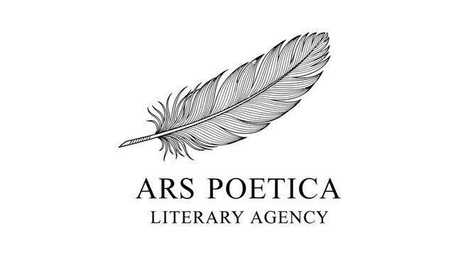 Ars Poetica Literary Agency Logo with Vintage Quill Pen Illustration