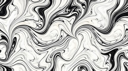 Obraz premium Elegant Black and White Marble Ink Seamless Pattern - Luxury Swirl Texture