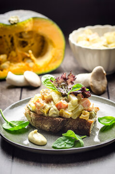 Olivier Salad on a slice of bread