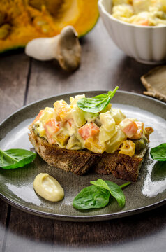 Olivier Salad on a slice of bread