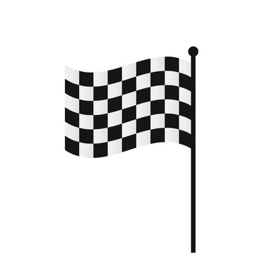 Bandera a cuadros blanca y negra de automovilismo con mastil vectorial editable