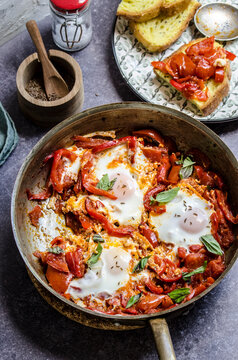 Shakshuka made at home in a pan