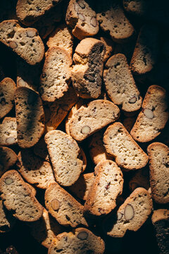 A stack of homemade Biscotti traditional biscuits