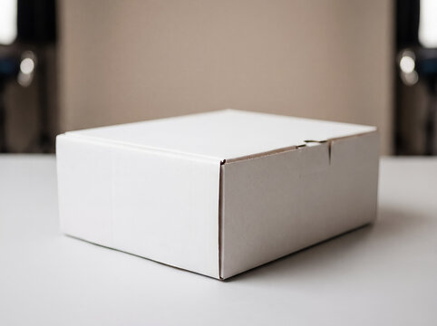 mockup blank white packaging box product branding template design template front angle emphasizes crisp blank surface premium brand placement and easy customization plain carton on clean surface