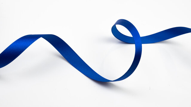 Abstract shape blue ribbon isolated on white background.
top view