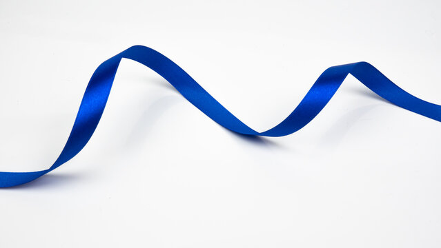 Abstract shape blue ribbon isolated on white background.
top view