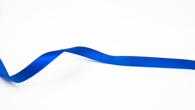 Abstract shape blue ribbon isolated on white background.
top view