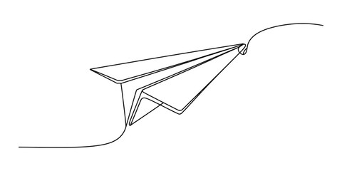 Continuous single line drawing of a paper plane flying forward representing growth and creative ideas as a simple minimalist vector illustration for business concepts Vector, illustration © Rimi Kailash Arts