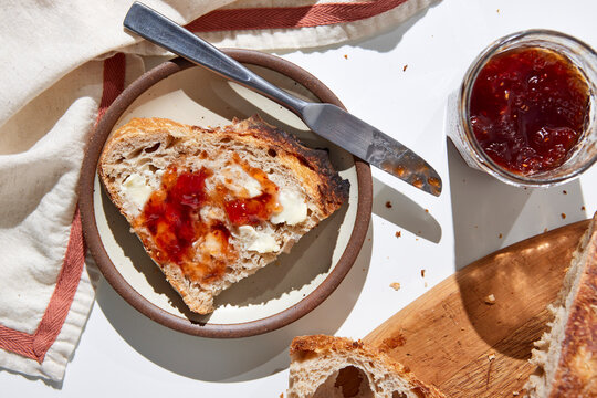 Sourdough Slice with Jam and Butter
