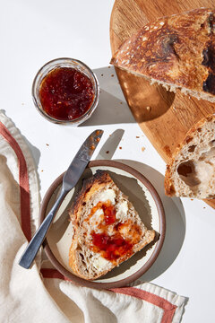 Sourdough Slice with Jam and Butter