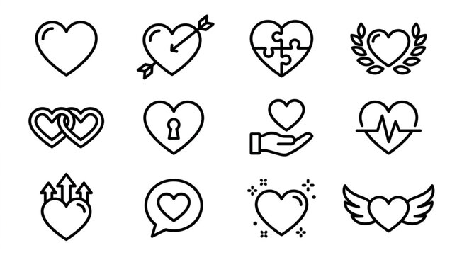 Heart Symbols and Icons Collection.