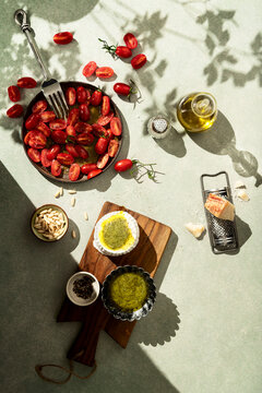healthy lunch with fresh tomatoes and ricotta