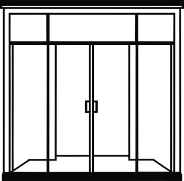 Modern minimalist glass double door entrance with transom window