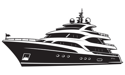 Yacht silhouette, luxury sailing vessel, vector isolated on white © binh