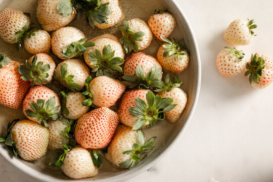 Strawberries freshly picked on a plate