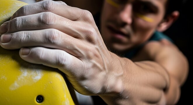 Close up of hands playing with yellow ball pit balls.