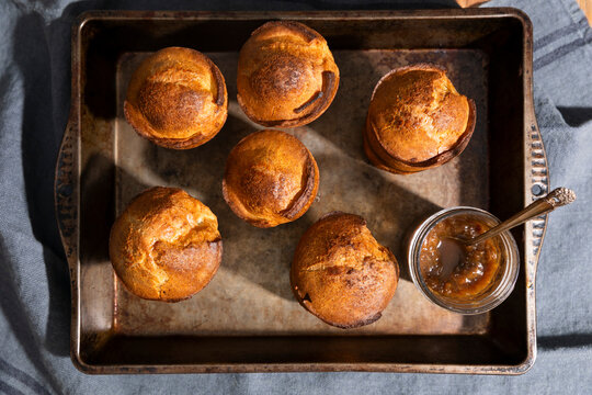 Savory Popovers with Rhubarb Chutney
