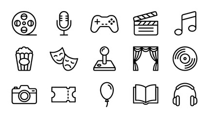 Set of entertainment outline icons in simple linear style © Alan