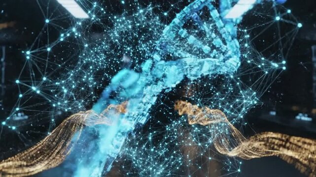 Digital DNA Helix Unraveling Futuristic Science Technology