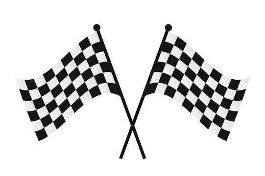 Banderas de automovilismo cruzadas, a cuadros balnco y negro editable vectorial