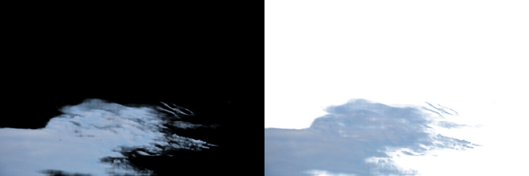 Low hanging blue mist fog cloud layer isolated on png background for rendering.