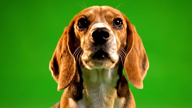 Cute Beagle Dog Looking at Camera in a Triptych