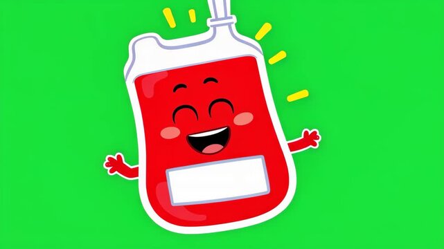 Happy Blood Bag Mascot Illustration