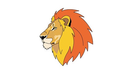 Cartoon lion head with mane profile. © Komsin