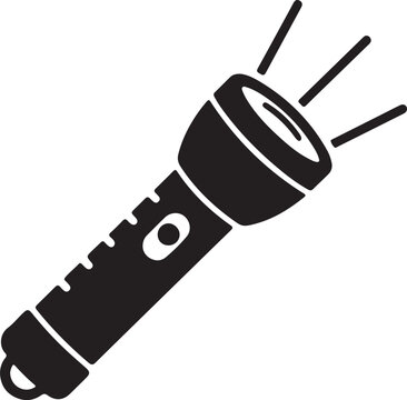 Flashlight with Rays &ndash; Vector Silhouette