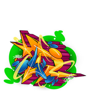 Graffiti letters D alphabeth street art icon 