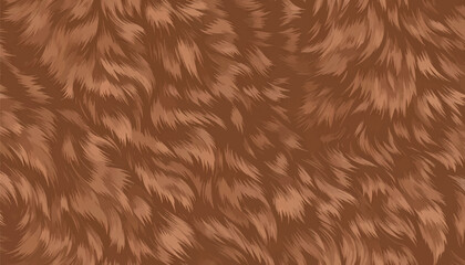 Realistic brown animal fur vector background. Fluffy fuzzy texture with thick hairy coat layers and realistic shading. Grizzly bear, lion mane, or dog pelt pattern for cozy winter designs and textiles © Bediha Duru Öksüz