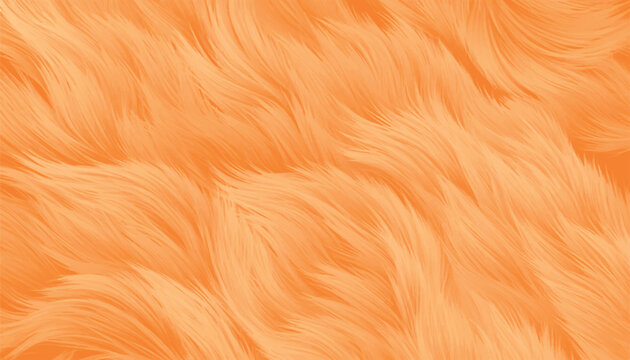 Vibrant orange fur vector background. Fluffy fuzzy texture with soft wavy hair and realistic shading. Bright ginger fox or cat pelt pattern for playful autumn designs, textiles, and backdrops.