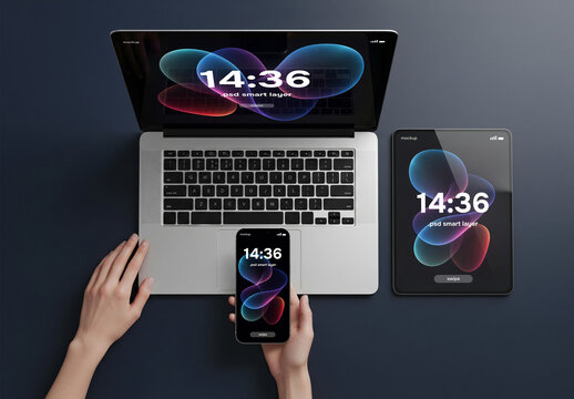 Responsive design top view mockup