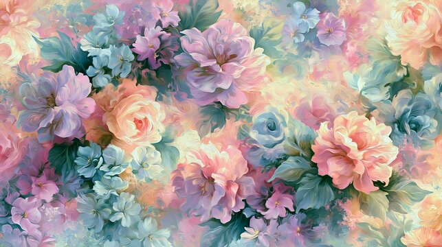 Soft Blurred Y2K Florals Vintage abstract floral background