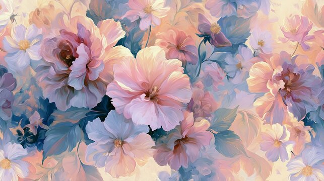 Soft Blurred Y2K Florals Vintage abstract floral background