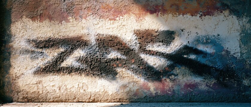 Panoramic View of a Dilapidated Concrete Wall in Beige Color