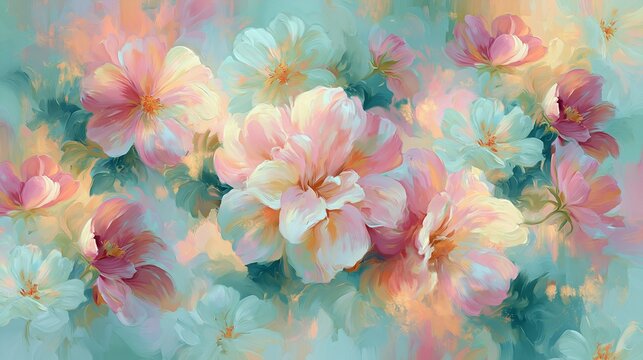 Soft Blurred Y2K Florals Vintage abstract floral background