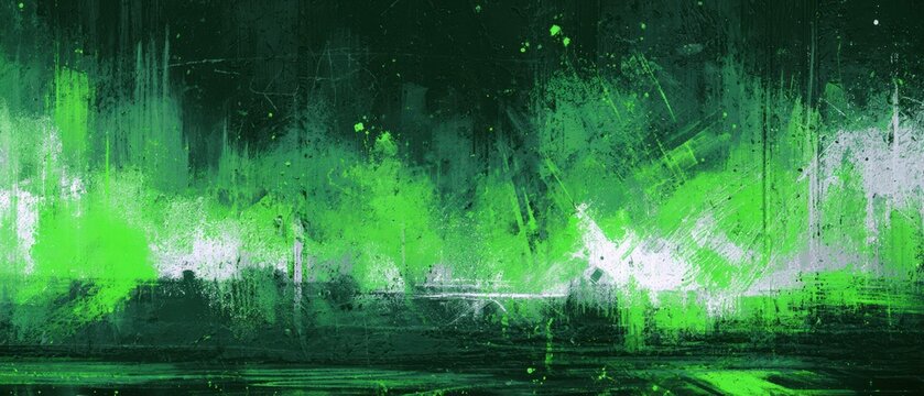 Vibrant Neon Green Cyberpunk Concrete Wall in Urban Landscape
