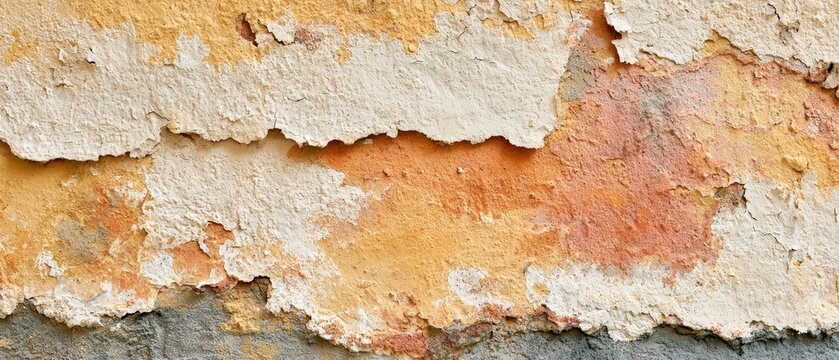 Peeling Painted Plaster Wall with Layers of Texture and Color