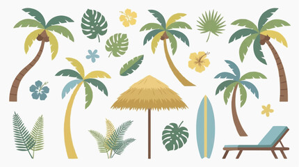Obraz premium Tropical beach elements for the concept of summer vacation and relaxation.