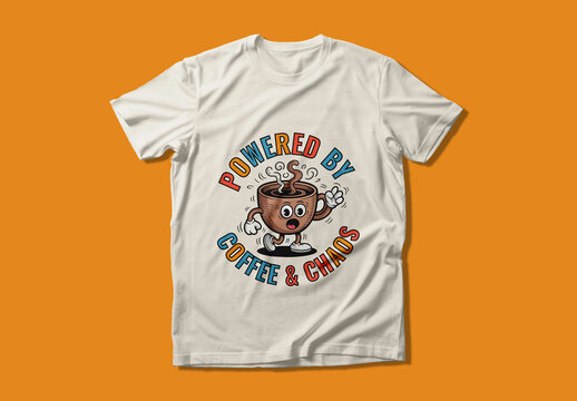 Powered By Coffee And Chaos Funny T Shirt Design