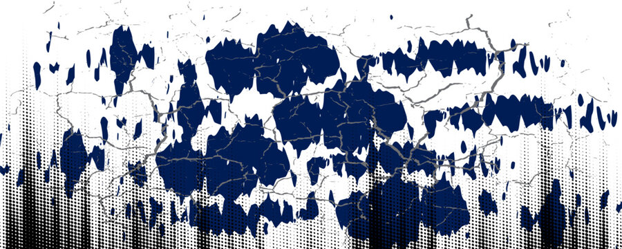 Glitch distorted grunge layer . Noise destroyed texture . Trendy defect error shapes . Overlay grunge texture . Distressed effect .Vector shapes with a halftone dots screen print texture.Eps10