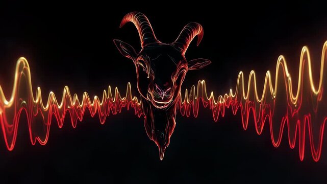 Abstract Red Soundwaves Forming a Goat