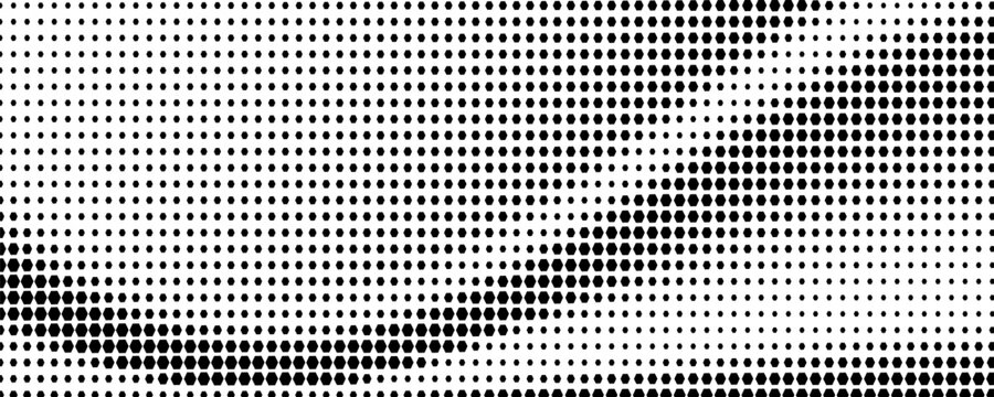 Halftone Circle Triangular Grid. Round Border Random Halftone Triangles Raster Texture. Half Tone Circular Pattern. Vector Illustration.