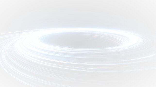 Blue neon glowing circular spiral ring vortex swirl abstract motion energy loop rotation curve smooth flowing light wave concentric halo orbit spin dynamic futuristic digital transparent background ov