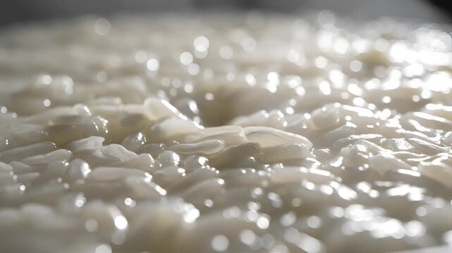 Closeup macro shot of bubbling liquid with bokeh effect.