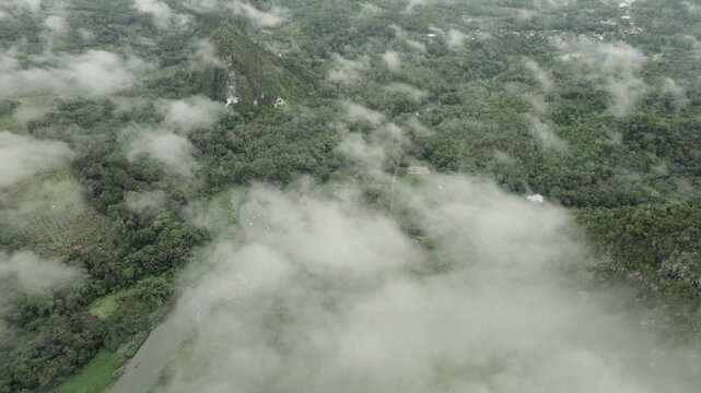 Observing Mist Over Lush Hills and Forest Valleys
