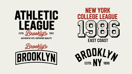 Vintage brooklyn new york city athletic college league typographic logo designs