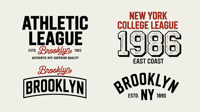 Vintage brooklyn new york city athletic college league typographic logo designs