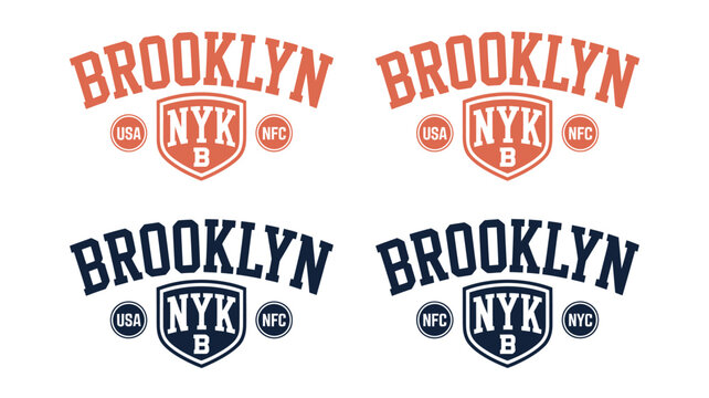Brooklyn NYK NYC USA city logo and badge design elements  sport team insignia